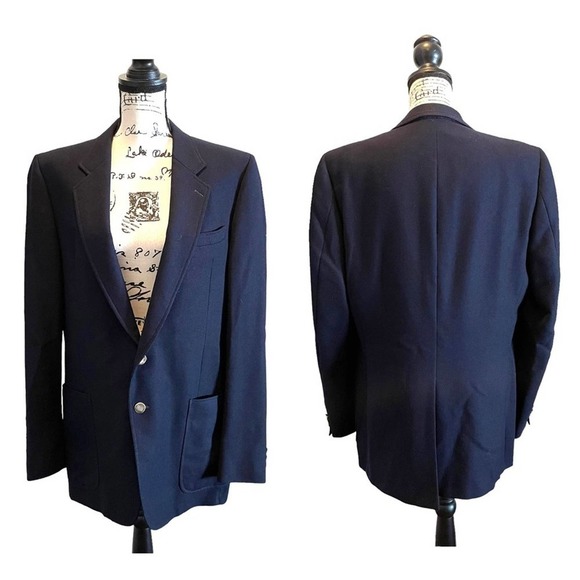Harry Rosen Suit Jacket Blazer Navy Blue 42L Sport Coat Vintage Cambridge - Picture 12 of 12
